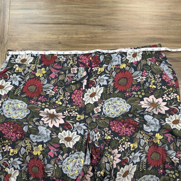 Loft Plus Gray Multicolored Floral Print High Waisted Pull-on Pant Women Size 26 - Picture 6 of 8